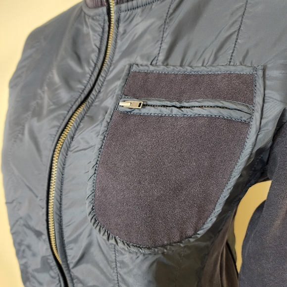 FCUK Hybrid Quilted Jacket Size Small Fleece Lined Navy Blue - Picture 4 of 14